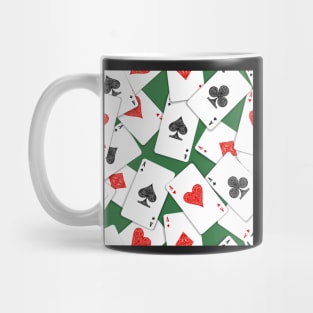 Playing Cards on Green Table Seamless Pattern Mug